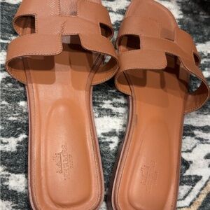 Hermes Tan Leather Women's Shoes